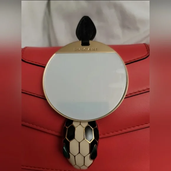 Nwt Bvlgari Serpenti Forever Sea Star Coral Calf Leather And Enamel Shoulder Bag - Picture 6 of 7